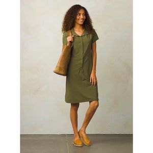 Prana Green Shadyn Button-Down Shirt Dress